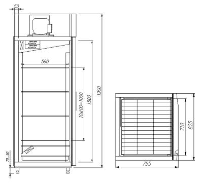 Холодильный шкаф со средним контролем влажности Полюс M700GN-1-G-MHC 9005 Carboma Pro