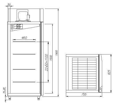 Холодильный шкаф с высоким контролем влажности Полюс M700GN-1-G-HHC 9005 (сыр, мясо) Carboma Pro